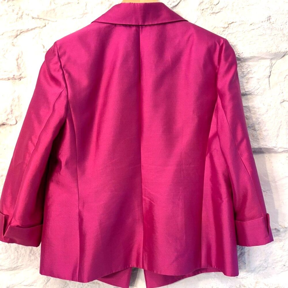 NWOT Talbots Silk Cotton Fuchsia Blazer Jacket One-Button Career Occasion 14 - Picture 4 of 6
